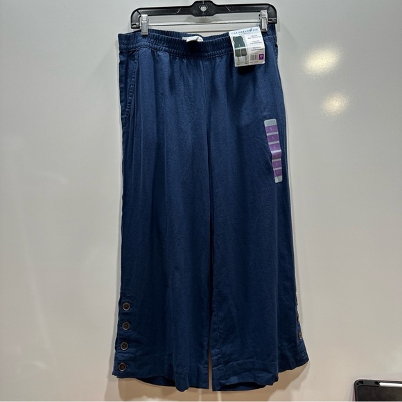 Caribbean Joe & Company Beach Pants Wide Leg Loose Fit Navy Blue Sz S capri crop - Picture 1 of 6